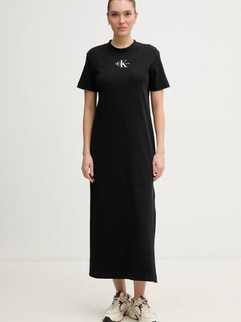 Calvin Klein Jeans sukienka kolor czarny maxi prosta J20J225543