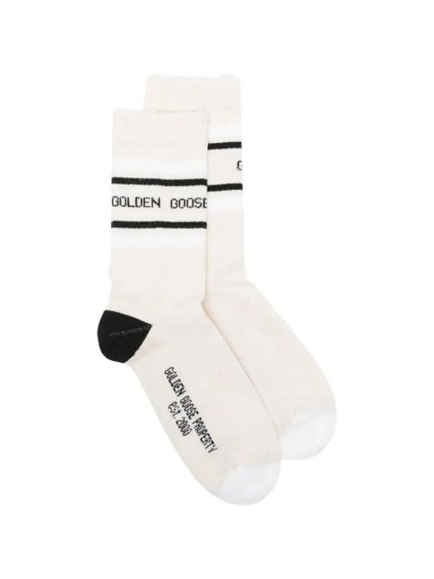 Golden Goose striped intarsia-logo socks - Neutrals - zdjęcie produktu nr 1
