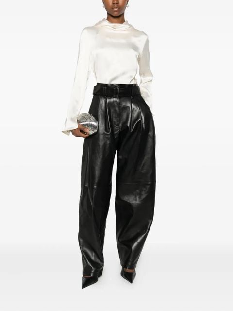 Magda Butrym belted leather trousers - Black