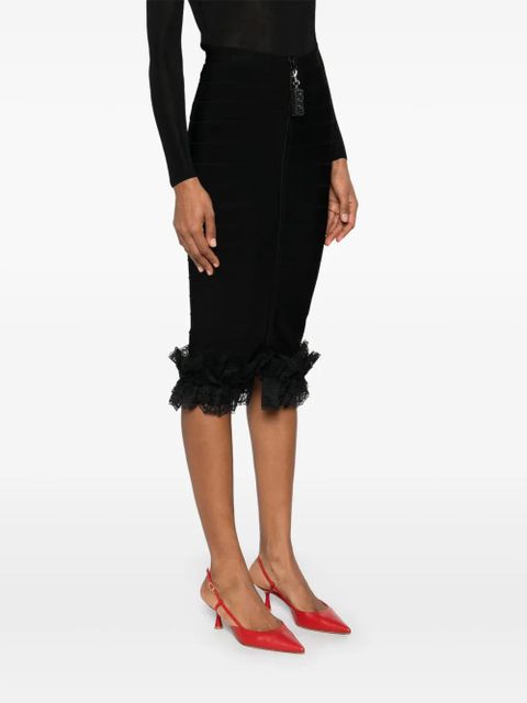 Self-Portrait x Christopher Kane ruffle knit midi skirt - Black
