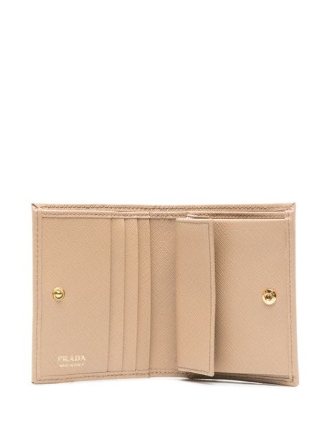Prada small triangle-logo plaque leather wallet - Neutrals
