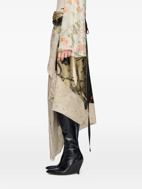 Maison Margiela asymmetrical floral midi skirt - Neutrals