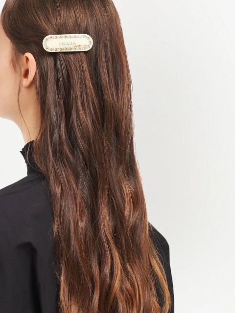 Prada crystal-embellished logo hair clip - Neutrals - zdjęcie produktu nr 2