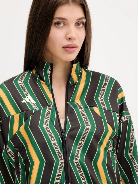 adidas bluza x Farm Rio damska kolor zielony wzorzysta JL8618