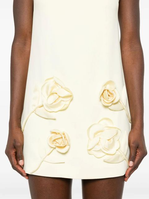 Self-Portrait flower-appliqué mini dress - Yellow