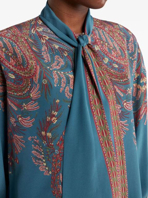ETRO paisley-print tie-neck blouse - Blue