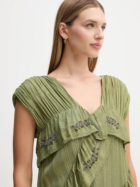 Hoss Intropia sukienka kolor zielony mini rozkloszowana 8222109