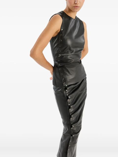 ROTATE BIRGER CHRISTENSEN side-buttoned leather top - Black