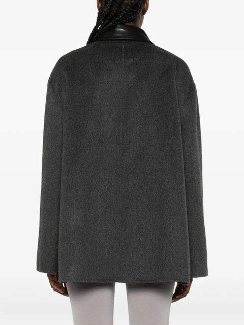 Nanushka contrast-collar wool jacket - Grey