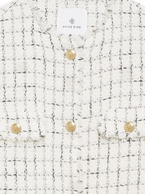 ANINE BING Janet plaid tweed jacket - White