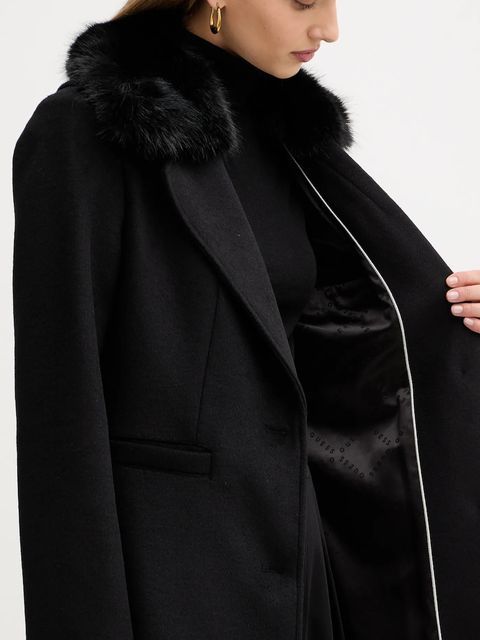 Guess płaszcz z dodatkiem wełny KAROLE kolor czarny W5BL19 W2642