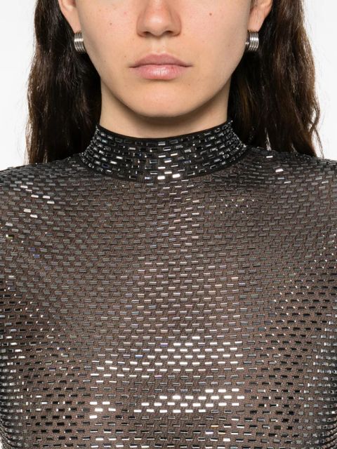 Self-Portrait embellished short-sleeve midi dress - Black