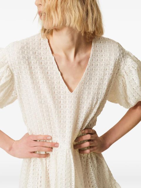 TWINSET puff-sleeved tiered dress - White