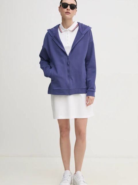 United Colors of Benetton bluza bawełniana damska kolor fioletowy z kapturem gładka 3UNID500R