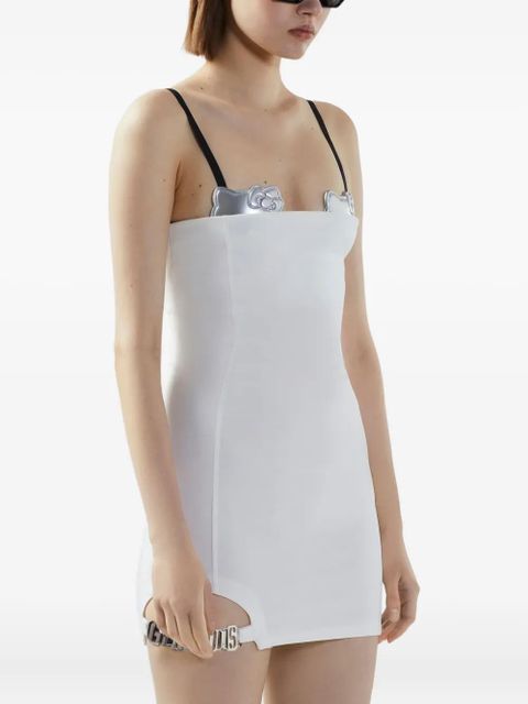 GCDS logo-plaque mini dress - White