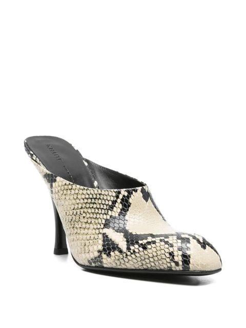 KHAITE snakeskin-effect heeled mules - Neutrals
