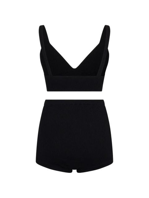 Valentino Garavani ribbed v-neck top and shorts set - Black - zdjęcie produktu nr 2
