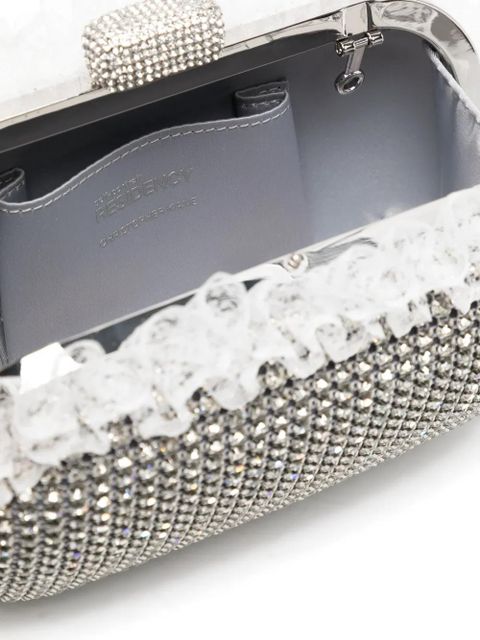 Self-Portrait crystal lace-detail clutch bag - Silver - zdjęcie produktu nr 2