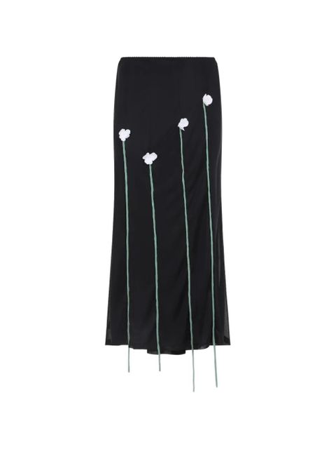 Moschino floral-embellishment midi skirt - Black - zdjęcie produktu nr 1