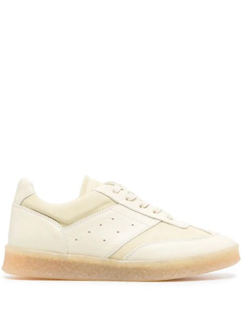 MM6 Maison Margiela numbers-patch leather snekaers - Neutrals - zdjęcie produktu nr 1