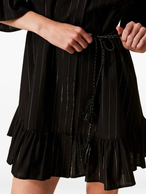 TWINSET pinstriped ruffled mini dress - Black