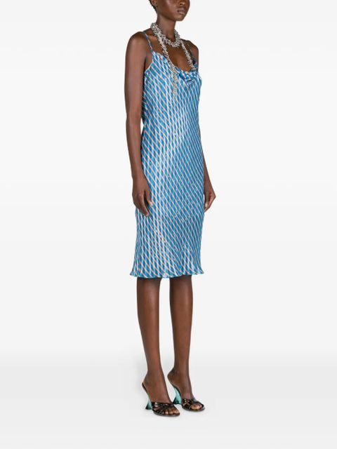 DRIES VAN NOTEN cowl-neck striped slip dress - Blue