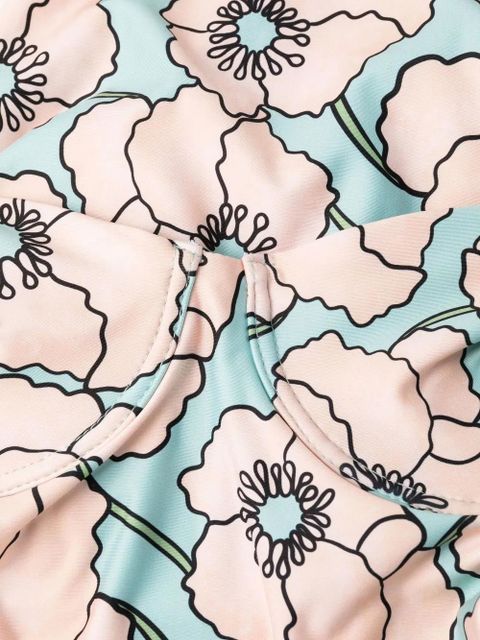 Agua By Agua Bendita floral-print sweetheart swimsuit - Neutrals