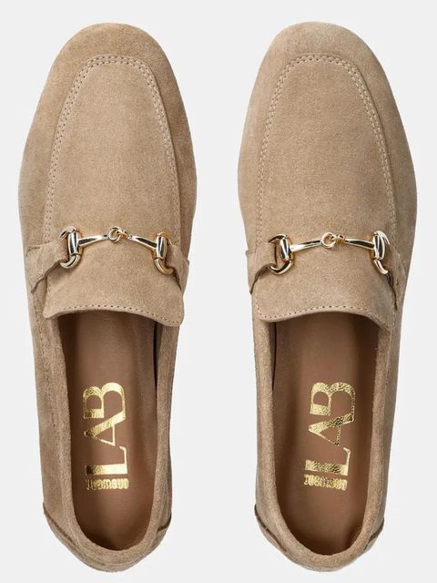 Answear.LAB mokasyny zamszowe damskie kolor beżowy na płaskim obcasie