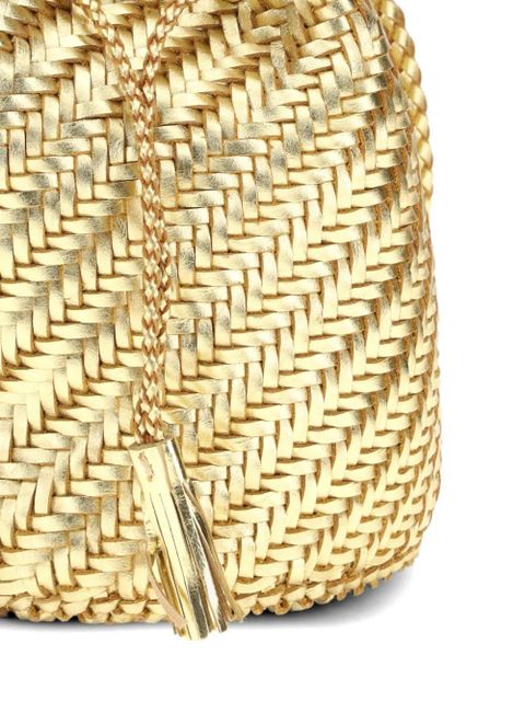 DRAGON DIFFUSION Pompom drawstring-detail bucket bag - Gold