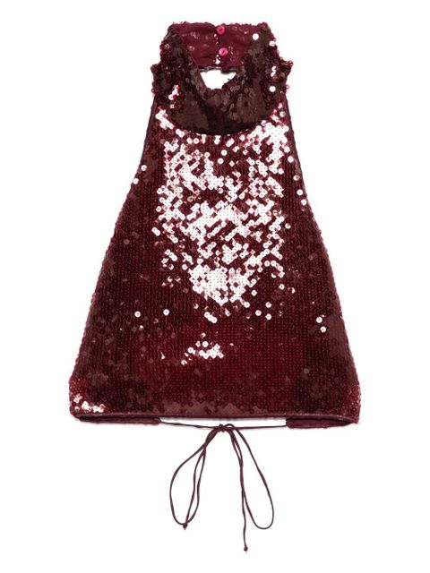 Oséree Marylin sequin halterneck crop top - Red - zdjęcie produktu nr 1