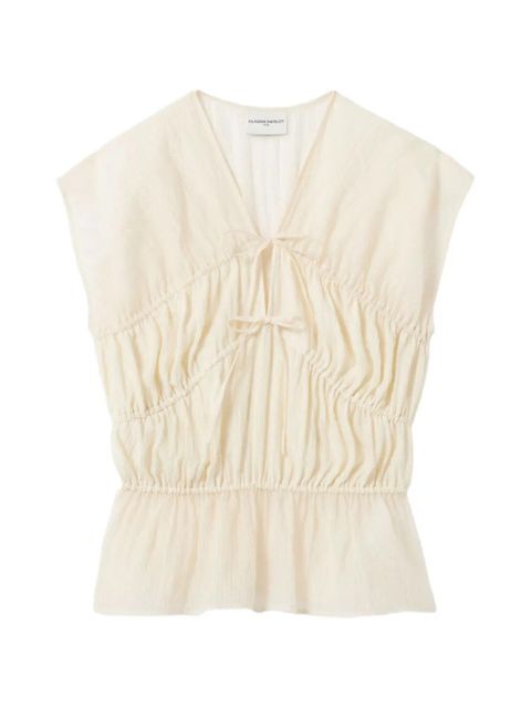 Claudie Pierlot tie-detail gathered blouse - Neutrals - zdjęcie produktu nr 1