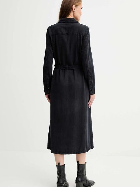 Levi's sukienka jeansowa kolor czarny midi rozkloszowana 004H3 - zdjęcie produktu nr 2