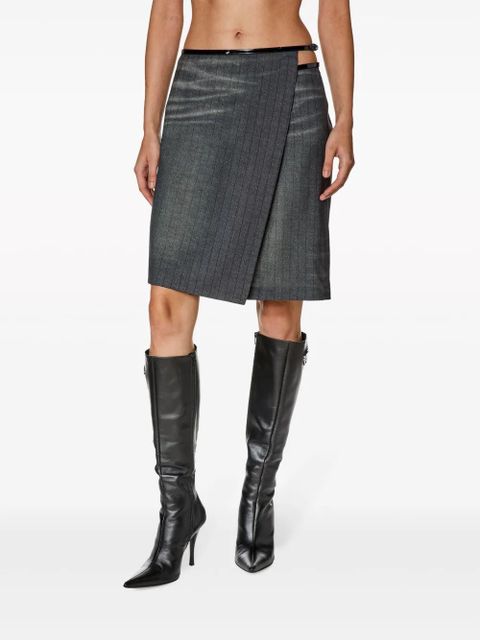 Diesel O-Kessy pinstripe-pattern wrap skirt - Black