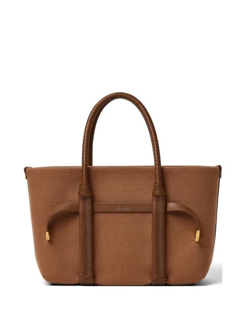 Loro Piana smal leather-trim canvas tote bag - Brown - zdjęcie produktu nr 1