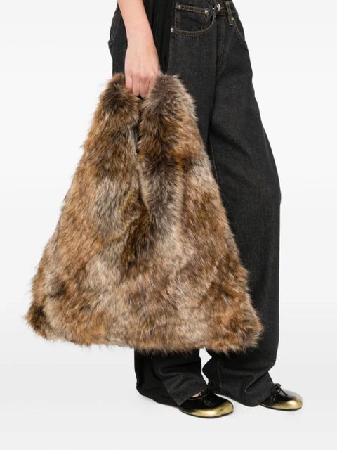 MM6 Maison Margiela Japanese faux fur tote bag - Brown