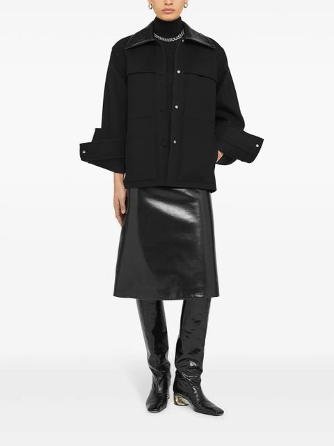 Jil Sander cutaway-collar wool shirt jacket - Black - zdjęcie produktu nr 2