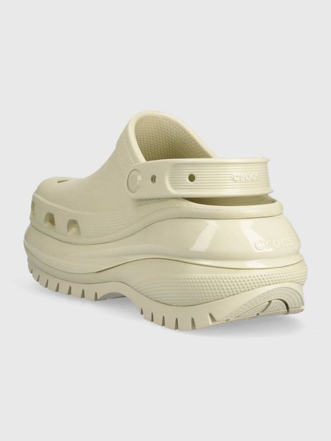 Crocs klapki Classic Mega Crush Clog damskie kolor beżowy na platformie 207988