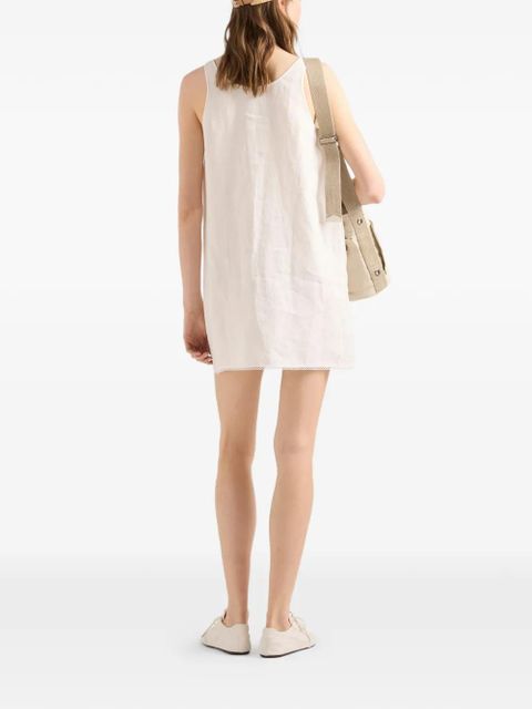 Prada embroidered slubbed fabric mini-dress - Neutrals
