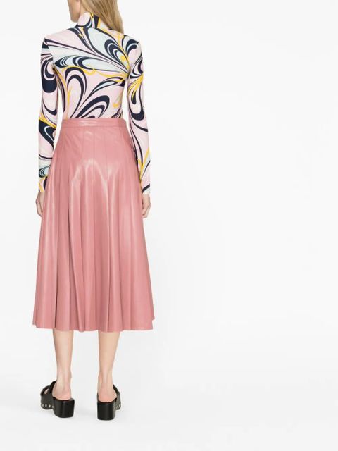 TWINSET faux-leather pleated midi skirt - Pink