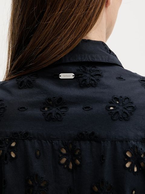 Barbour sukienka bawełniana MELISSA kolor granatowy midi rozkloszowana LDR0896