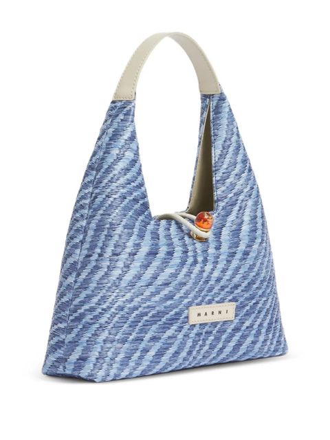Marni wavy-pattern cabochon-trapeze tote bag - Blue - zdjęcie produktu nr 2