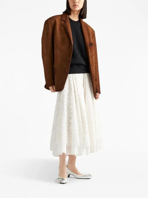 Prada floral-lace cotton midi skirt - White - zdjęcie produktu nr 2