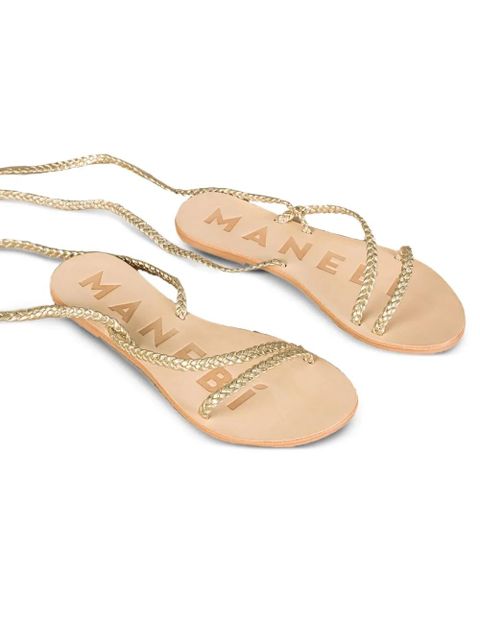Manebi braided leather lace-up sandals - Gold - zdjęcie produktu nr 2