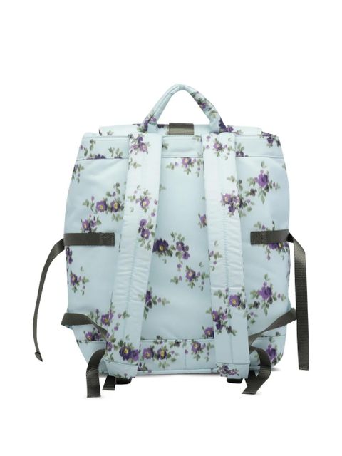 GANNI floral-print buckle-fastening backpack - Blue