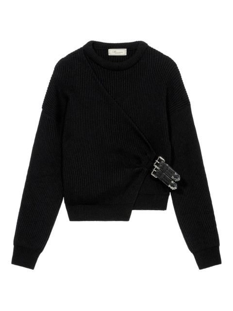 Blumarine ribbed buckle-fastening sweater - Black - zdjęcie produktu nr 1