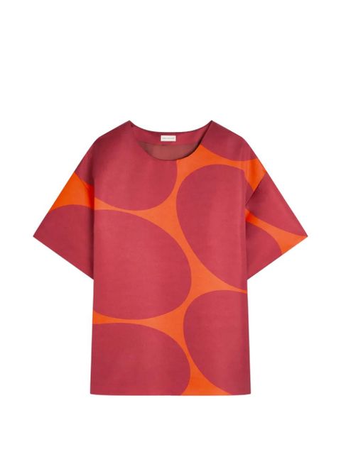 DRIES VAN NOTEN circle-print short-sleeve mini dress - Red - zdjęcie produktu nr 1