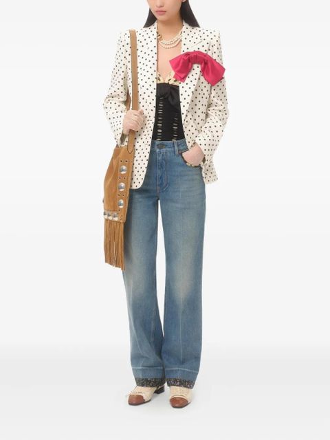 Valentino Garavani floral-trim jeans - Blue