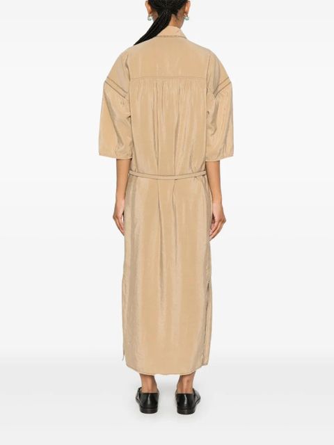 LEMAIRE embroidered asymmetrical shirt dress - Brown