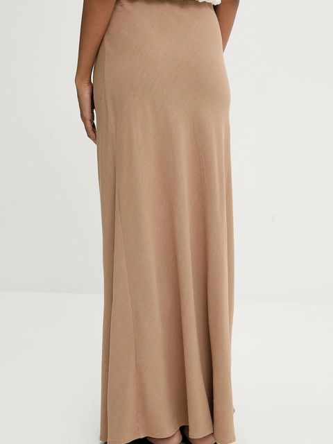 Answear.LAB spódnica z lnem kolor brązowy maxi prosta