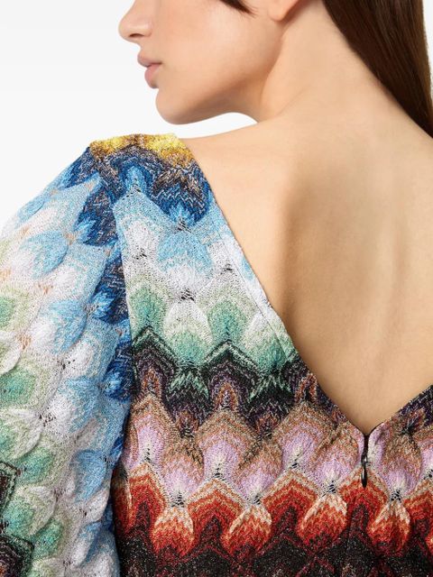 Missoni V-neck chevron-pattern mini dress - Blue